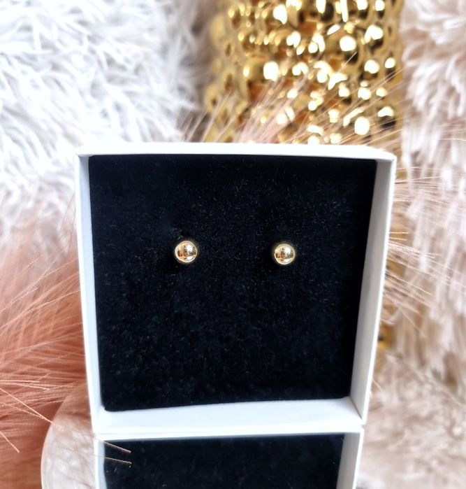 Kolczyki damskie kuleczki złote z zapięciem nowe