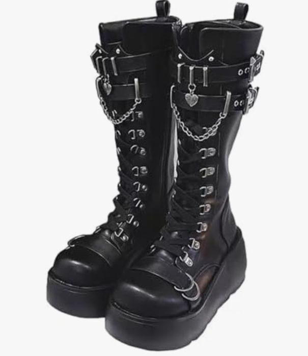 Damskie gotyckie buty botki na platformie 38