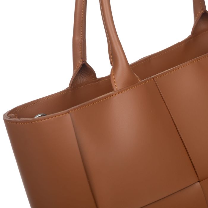 VERA PELLE torebka skórzana pleciona z paskiem V623 c.brązowa