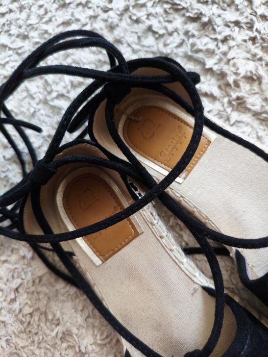 Seastar wiązane espadryle z kryształkami czarne