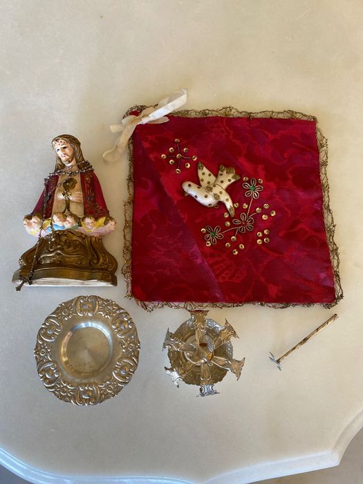 Espírito Santo Prata Portuguesa Contrastada 12 cm Açores Arte Sacra