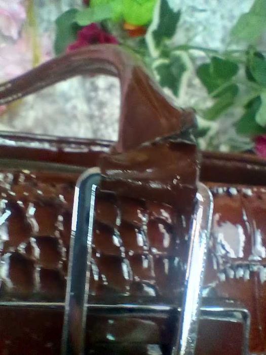 Elegancka torebka damska brązowa A4 lakierowana shopper
