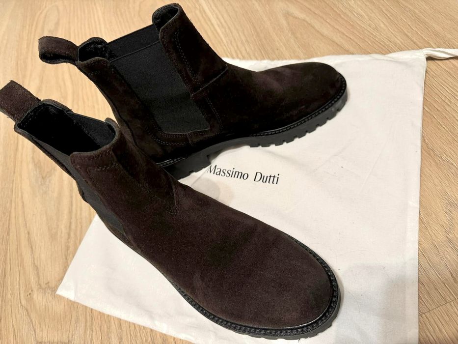 Skorzane botki Massimo Dutti rozm 37. Zamszowe, brazowe. Hit ! Polecam