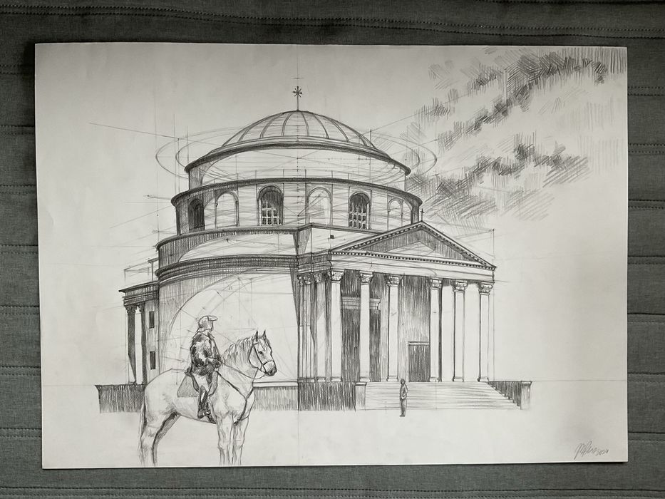 „klasycystyczny kościół świętego Aleksandra” rysunek architektoniczny