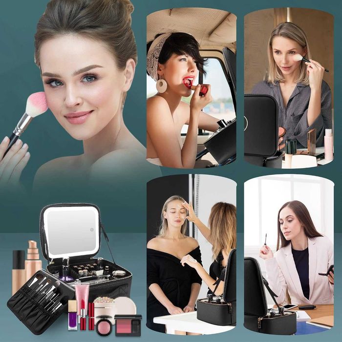 Kosmetyczka podróżna z podświetlanym lusterkiem i przegródkami Makeup Bag