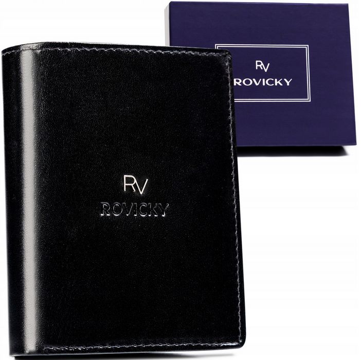 skórzany portfel męski wyposażony w system rfid - rovicky
