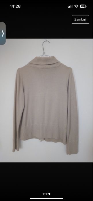 Beżowy rozpinany na suwak sweter z golfem rozmiar M
