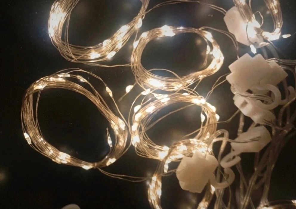 Kurtyna świetlna led drucik usb lampki sople pilot usb biały ciepły 3x