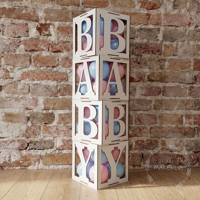 Декор для свята куби коробки BABY день народження хлопчик чи дівчинка