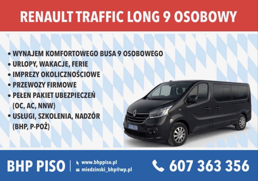 Renault Traffic Long 9-cio osobowy - WYNAJEM BUS