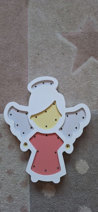 Lampka dekoracja drewniana LED Aniołek