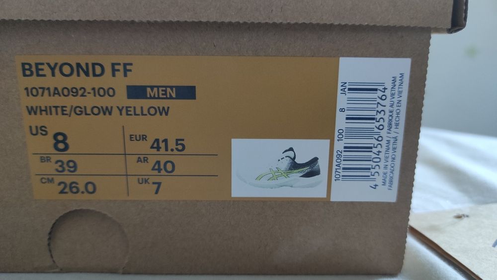 Buty ASICS Beyond FF white/glow yellow do siatkówki rozmiar 41,5
