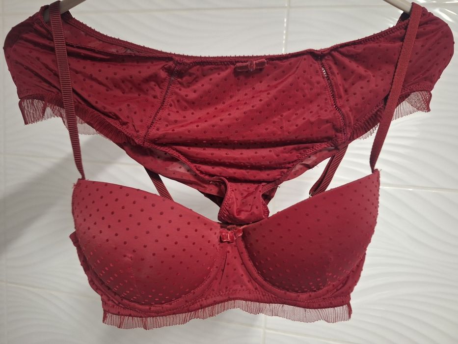 ETAM bordowy komplet bielizny 70B