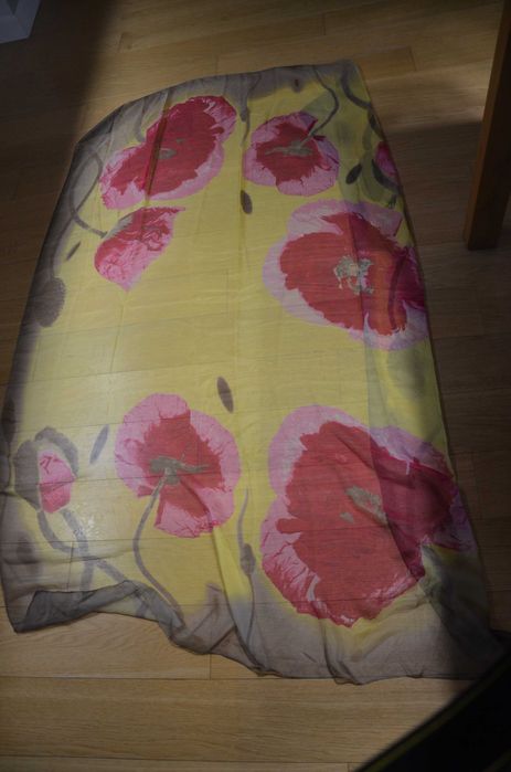 duży szal/chusta/pareo kwiaty silk feeling poliester