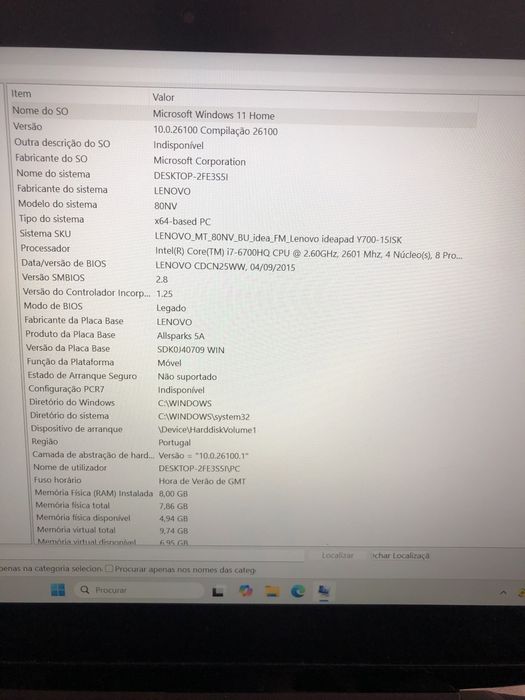 Lenovo  Ideapad Y700-15ISK