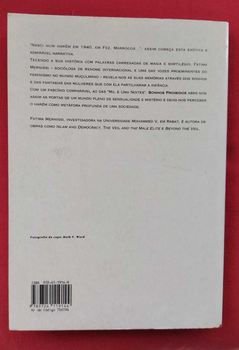 "Sonhos Proibidos Memórias de um Harém de Fez Livro 1" - Fátima Mernissi - Portes Incluídos