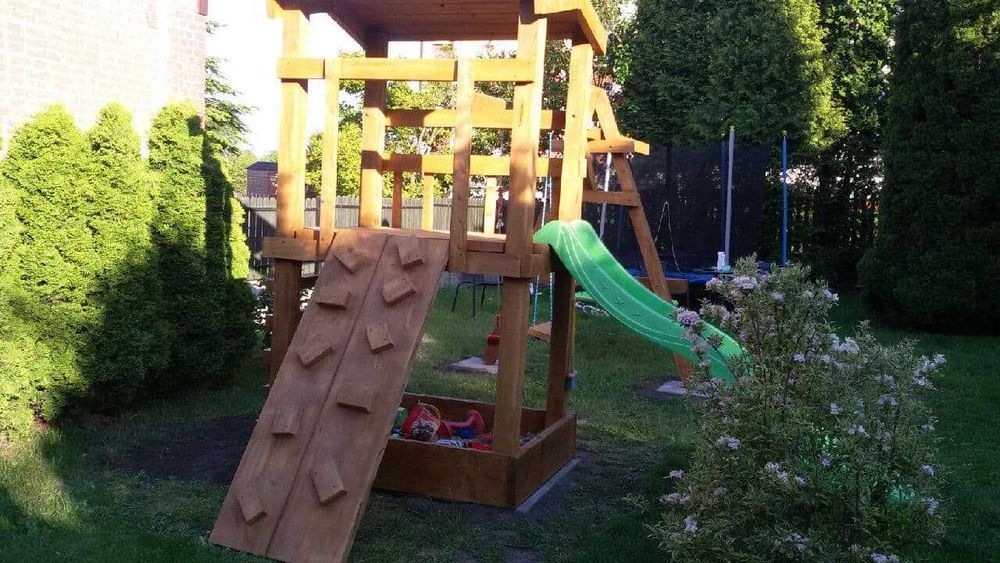 PROMKA! Drewniana huśtawka ogrodowa z grubych bali / Plac zabaw Stelaż