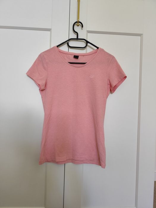 Koszulka t-shirt 4F pudrowy róż slim