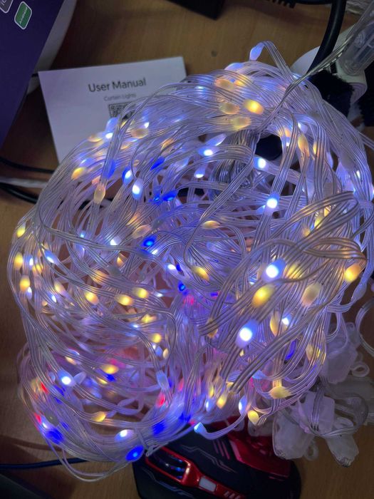 Умная гирлянда штора 2*2 M RGB, управление телефоном или пультом USB