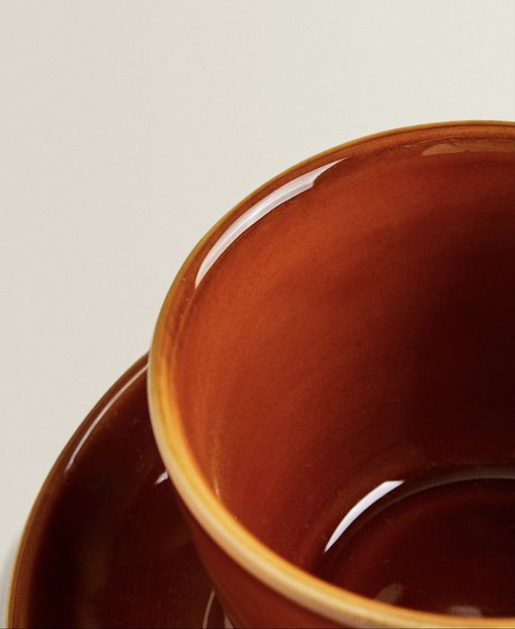 Chàvena De Chà Com Prato De Grés Branqueado Zara Home NOVO