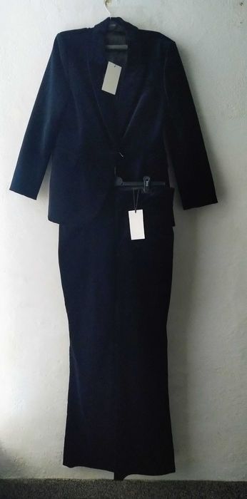 Nowy aksamitny granatowy komplet Zara XL