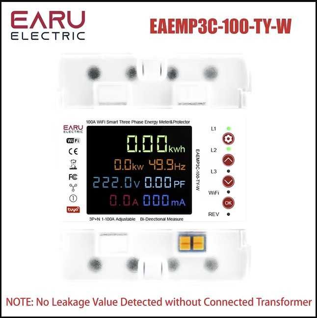 Реле напруги та струму Tomzn 63A, на 3 фази, WIFI