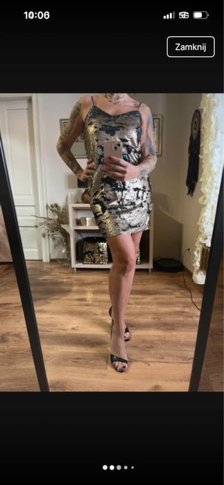 Sukienka cekinowa halka L Nowa z metka Stradivarius