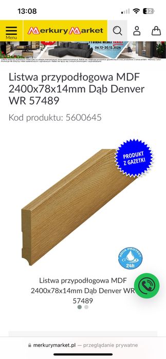 Listwa przypodlogowa mdf