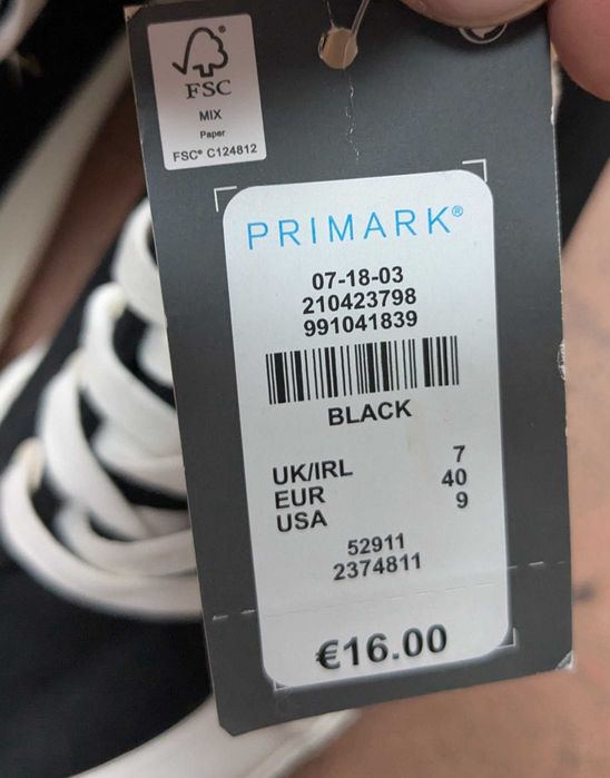 Primark trampki czarne rozm. 40