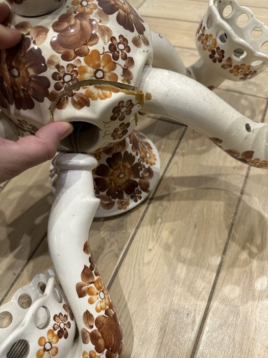 Okazja! Duży żyrandol Fajans Prl 6-ramienny włocławek