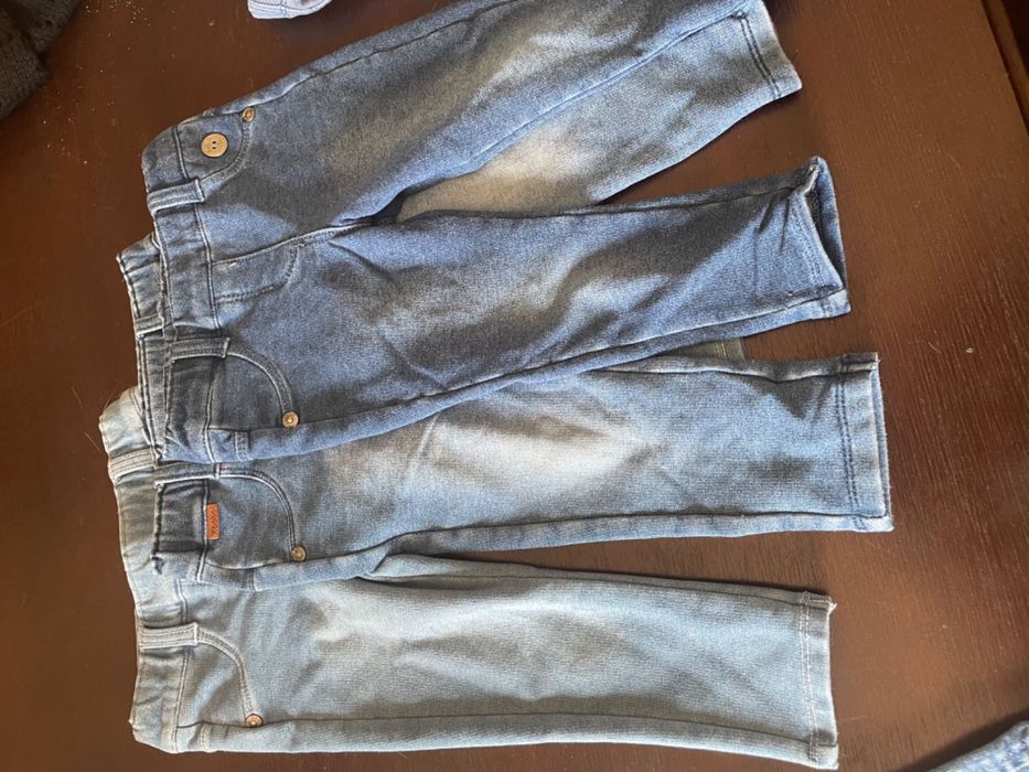 Conjunto de 5 jeggings+1 calça de ganga para bebé menina 12 meses