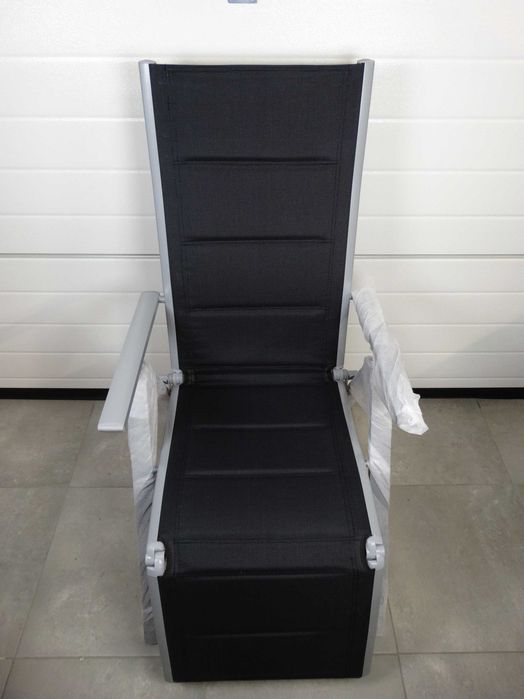Chicreat 80504 Składany leżak, aluminium, czarny/srebrny, 69x57x113 cm