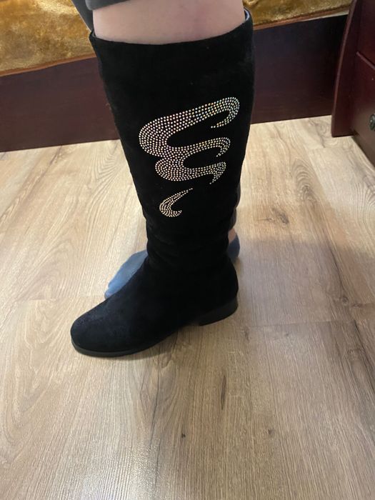 Сапожки чорні замшеві жіночі