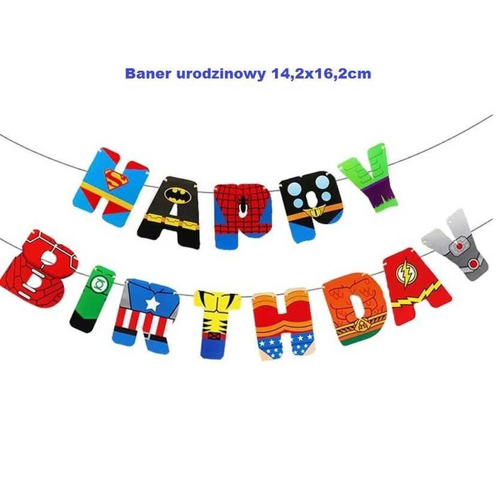 Zestaw Urodzinowy Bohaterowie Avengers 5 Części Balony Baner Toppery