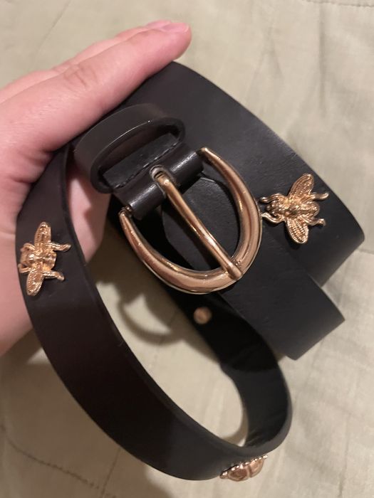 Ремінь з комахами, пояс, 90 см, золоті комахи