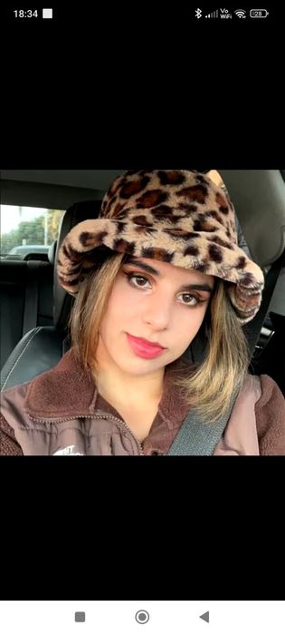 Hit futrzak  kapelusz bucket hat czapka futrzana print panterka miś