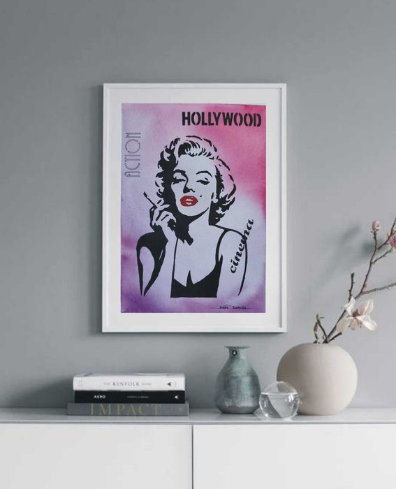 Akwarela Marilyn Monroe unikat, pop art - oryginał Hand made, ręcznie malowane