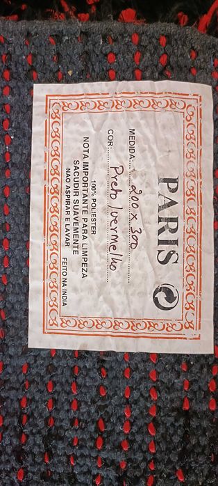 Tapete / Carpete Paris preto/vermelho 200x300cm