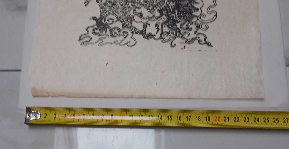 Stary drzeworyt smok tybetański nepal grafika buddyjski