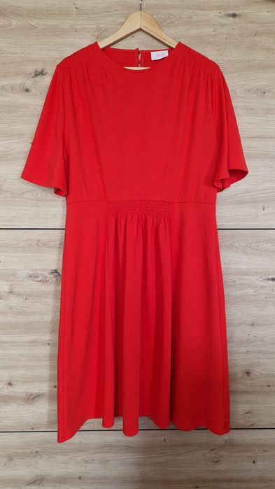 Elegancka czerwona sukienka Savida 44 XXL żywy kolor