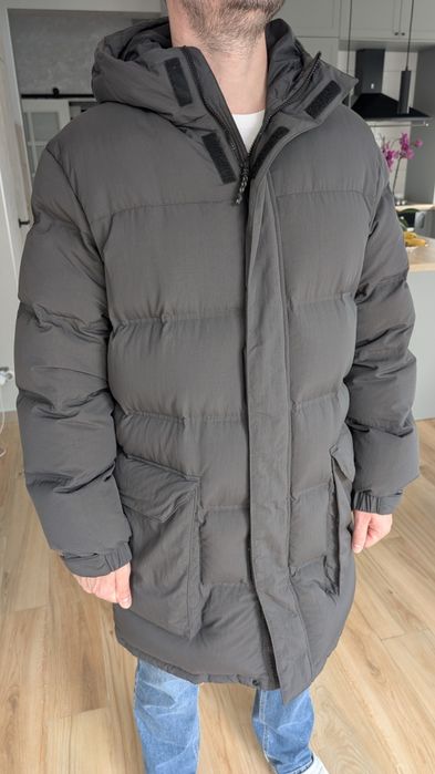 Довгий пуховик jack wolfskin, напівпальто, пух