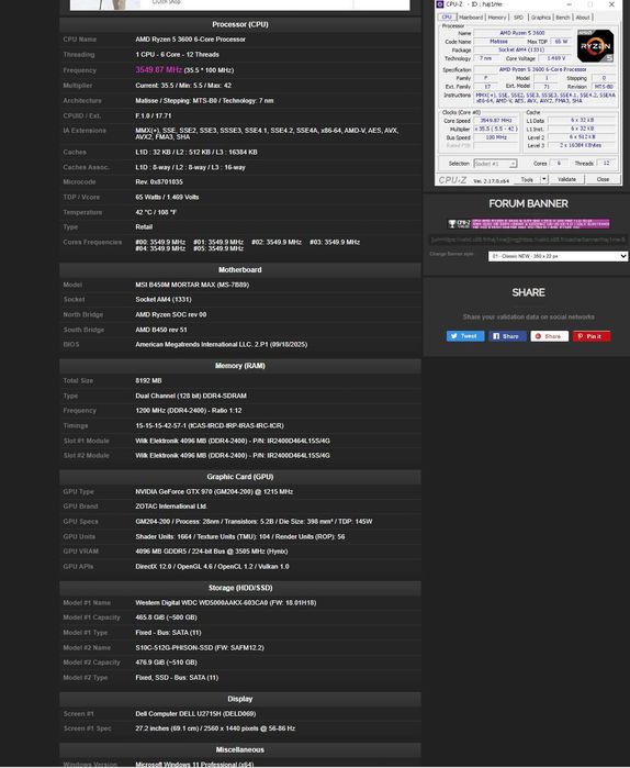 Komputer gamingowy AMD-RYZEN 5 3600 ZOTAK NVDIA GFORCE GTX 970