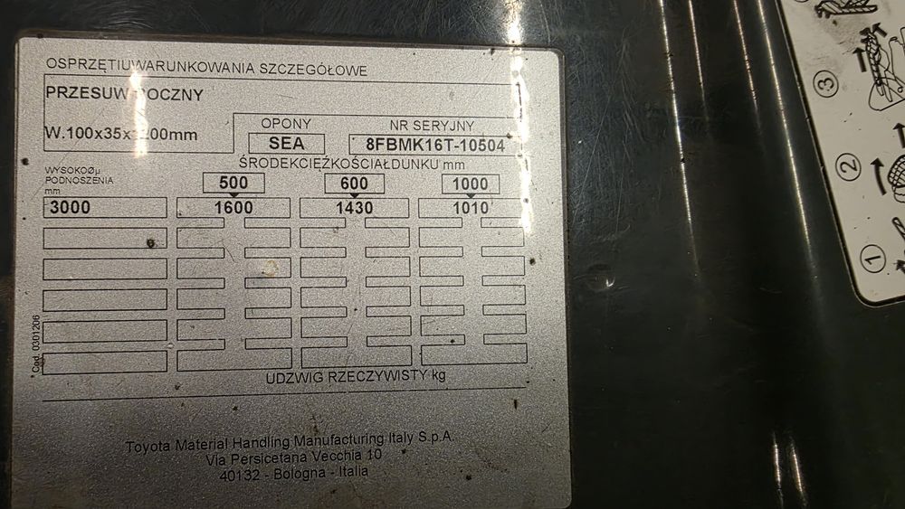 Wozek widlowy Toyota elektryczny