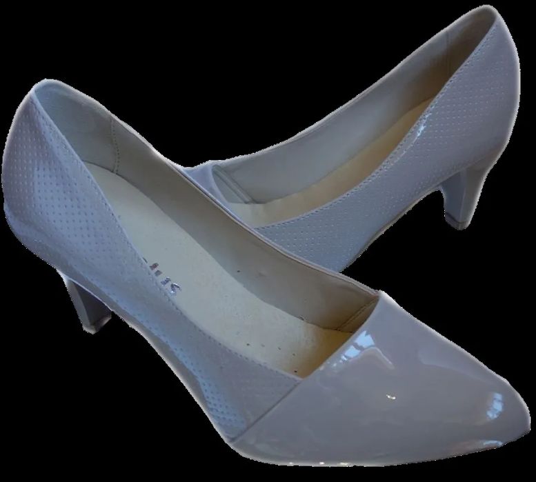 BnW Skórzane beżowe czółenko Filipczyk o tęgości G 1/2