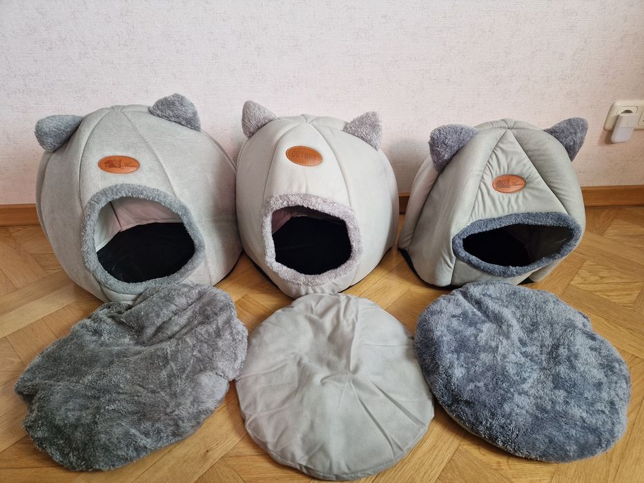 Домик с ушками круглая лежанка травка спальник для кота кошки собаки