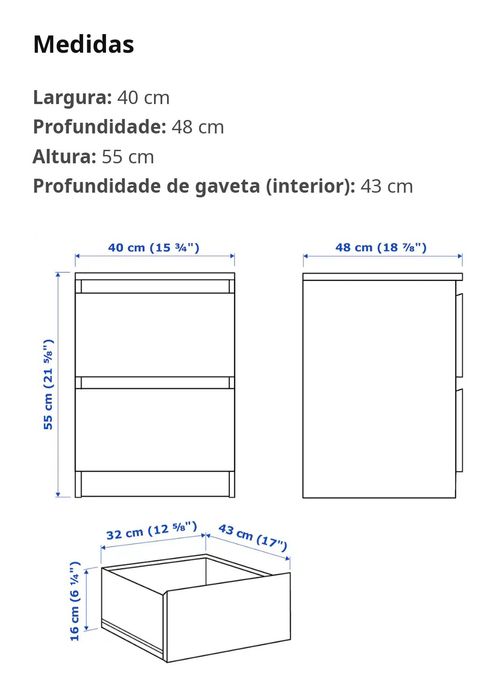 Cómoda Malm c/2 gavetas
