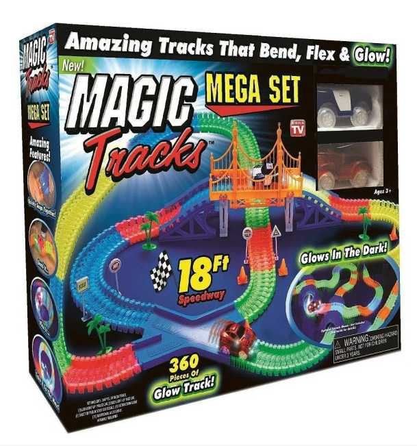 Гоночный трек Magic Track 360 со светящейся трассой 2 машинки + мост