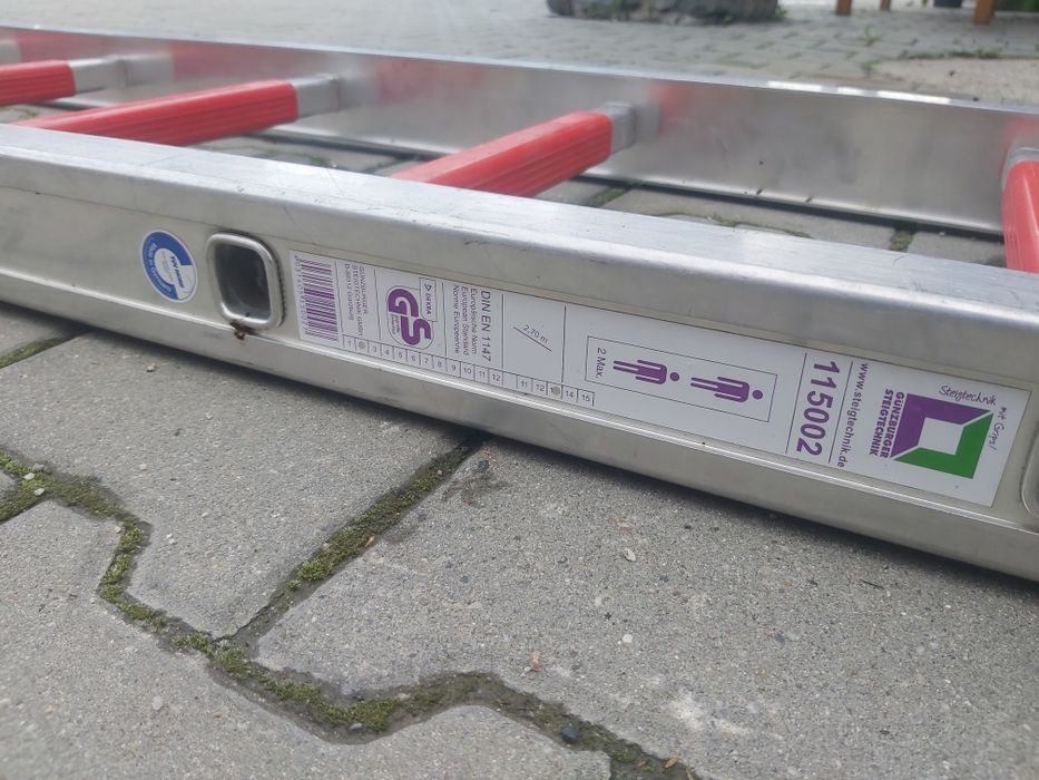 Drabina drabiny nasadkowe strażackie pożarniczy 2,70m aluminiowe