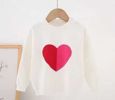 Вязаный свитер для девочек с сердечками, хлопковый, однотонный немовля