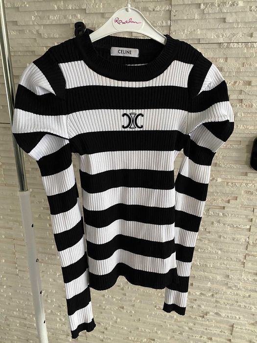 Celin-ka piękna bluzeczka paski ozdobne ramiona prążek